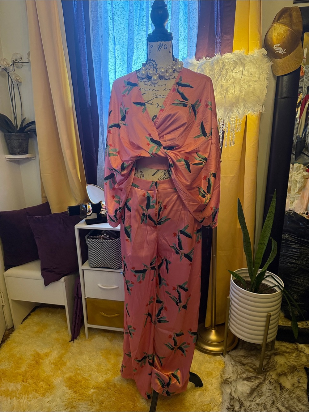 AKIRA Pink Floral Print Two-Piece Set
